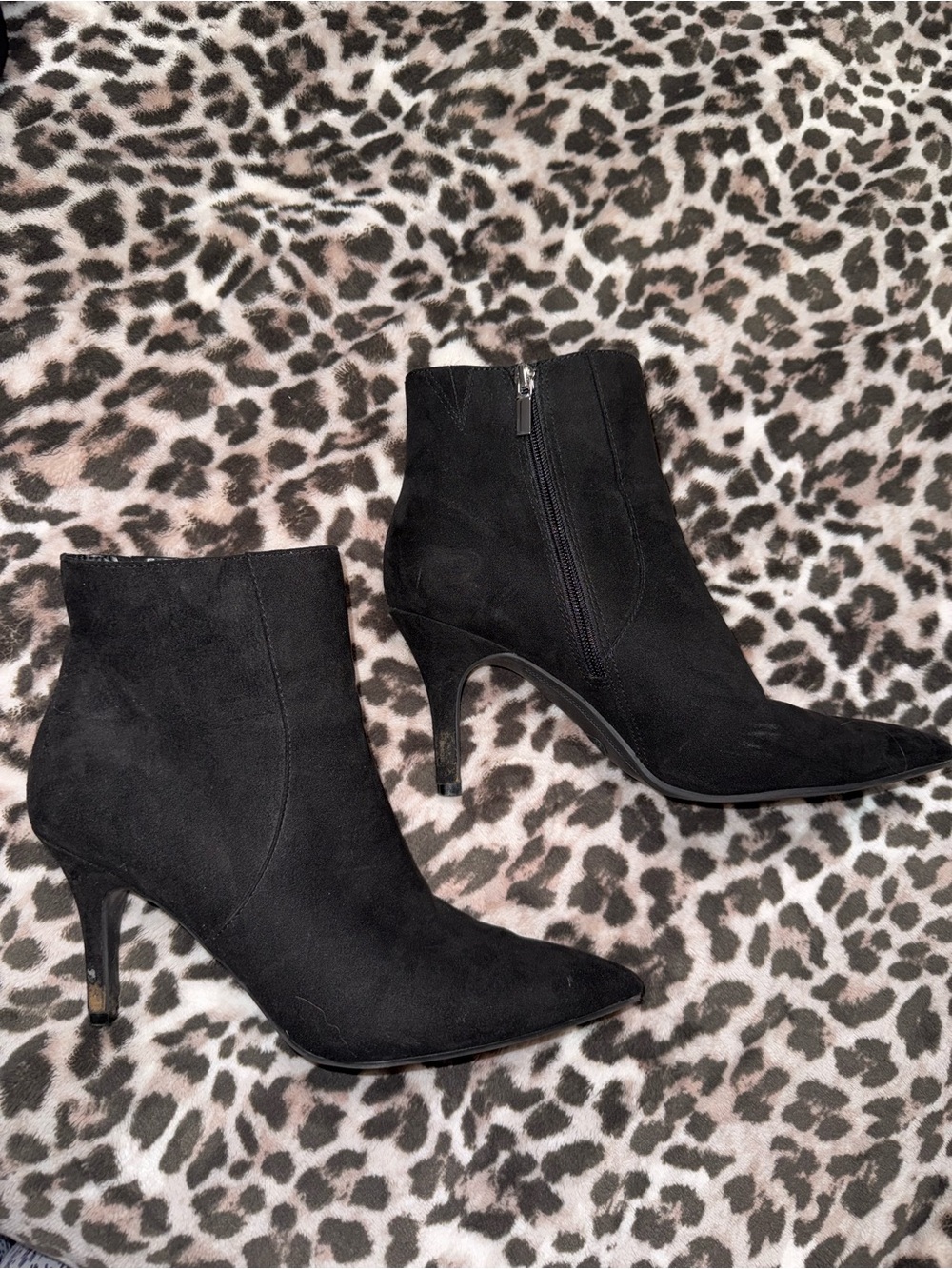 a new day Black Pointed Toe Suede Ankle Booties